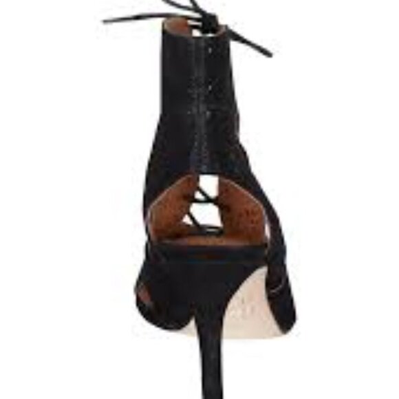 Joie Black Heels Leather Suede Lace Sandals 9 - Picture 6 of 15